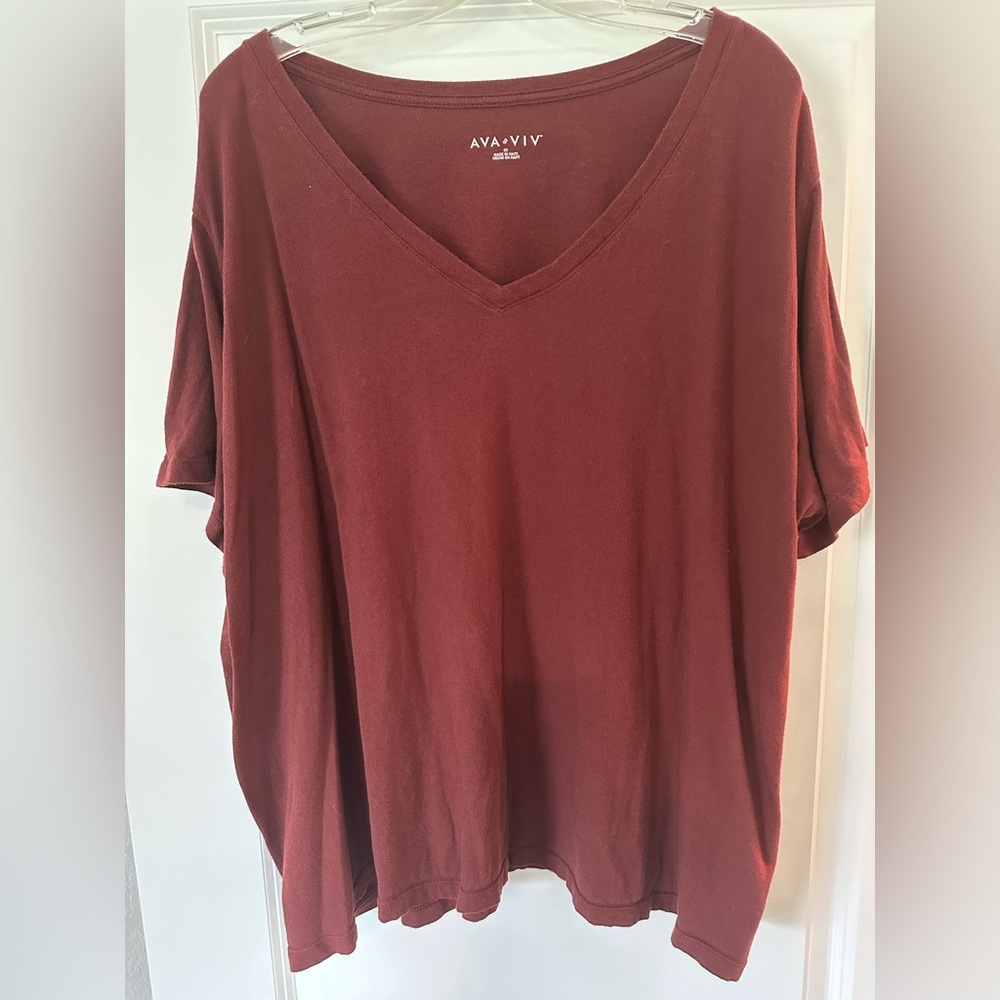 💚Ava & Viv Dark Red Relaxed T-Shirt